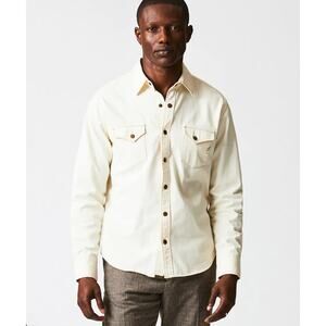 Billy Reid Shoals Twill Shirt Natural Size Medium